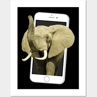 Elepfant with phone - Wildlife in Africa Posters and Art